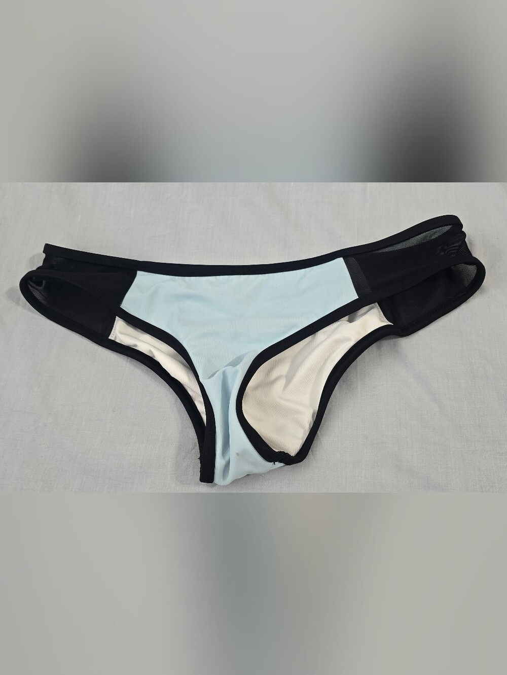 PINK Victoria's Secret Light Blue and Black Bikini Bottom